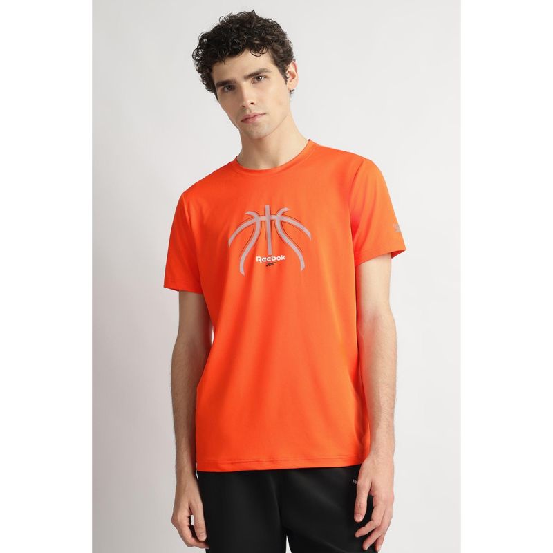 Reebok Mens Orange Printed T-Shirt (XS)