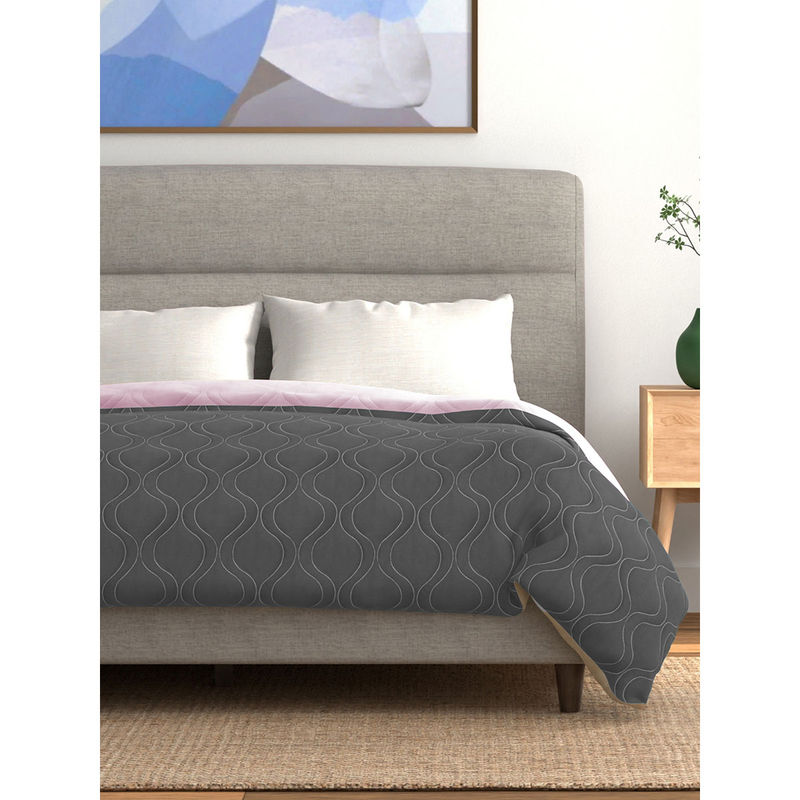 Urban Space Bed Dohar Quilted, 3-Layer Blanket Grey & Rose (Single)