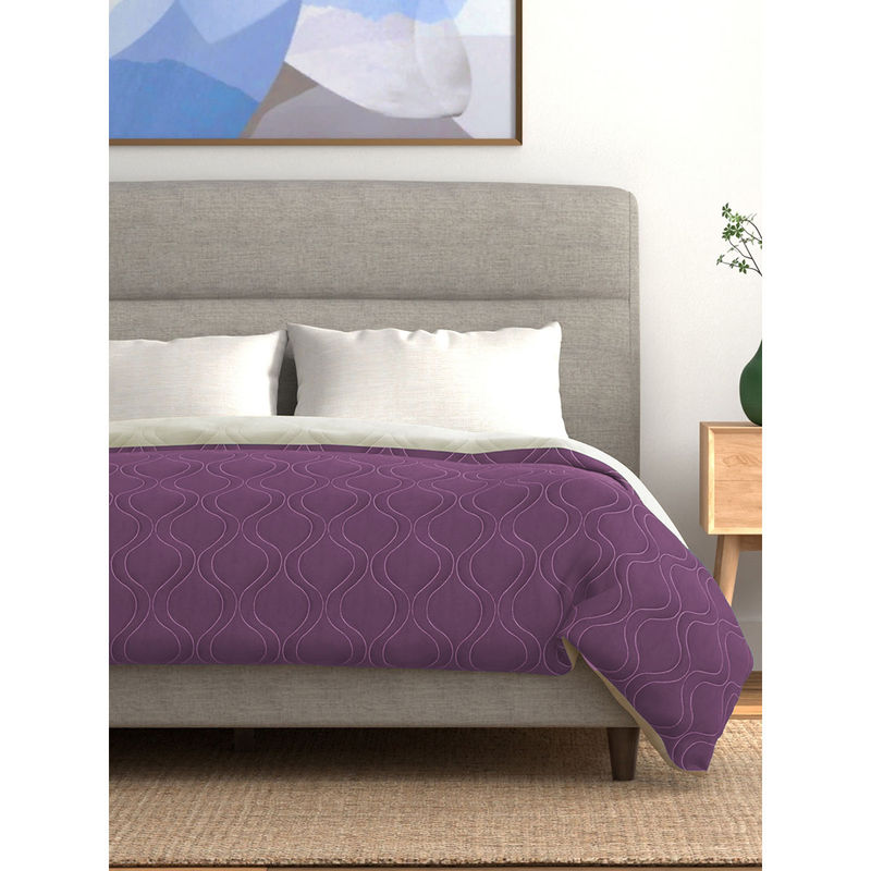 Urban Space Bed Dohar Quilted, 3-Layer Blanket Plum & Pearl (Single)