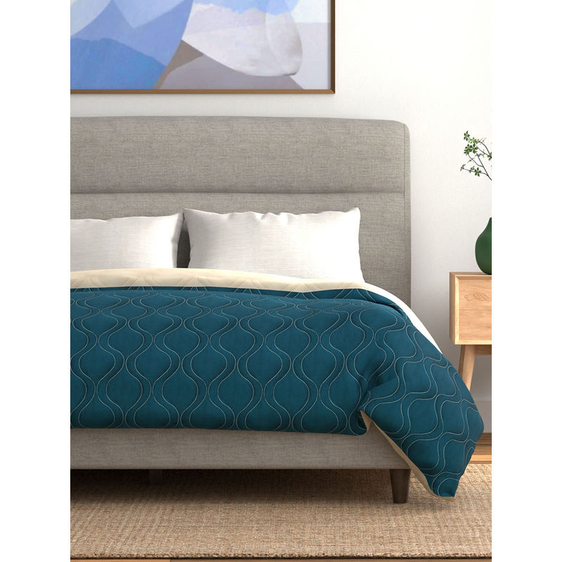 Urban Space Bed Dohar Quilted, 3-Layer Blanket Teal & Beige (Single)
