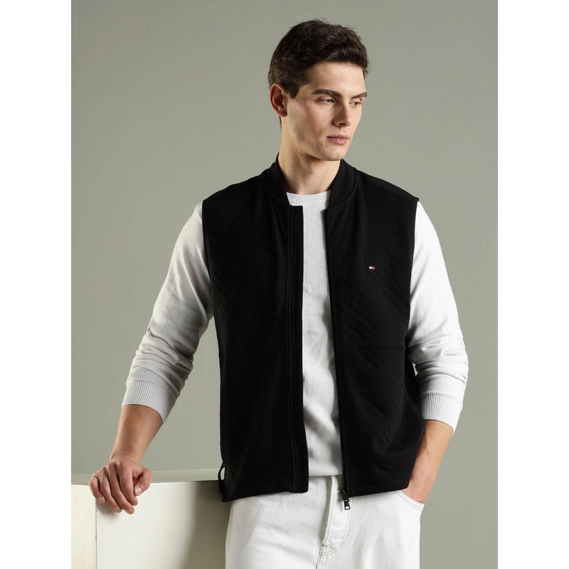 Tommy Hilfiger Black Solid Regular Fit Jacket (L)