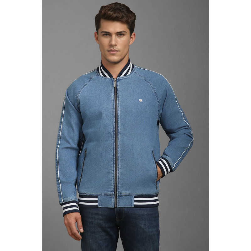 Louis Philippe Blue Solid Regular Fit Jacket (L)