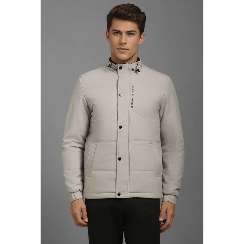 Louis Philippe Grey Solid Regular Fit Jacket (2XL)