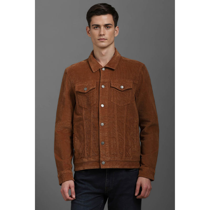 Louis Philippe Brown Solid Slim Fit Jacket (2XL)