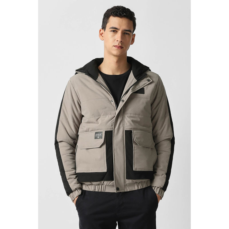 Van Heusen Khaki Colorblock Regular Fit Jacket (M)