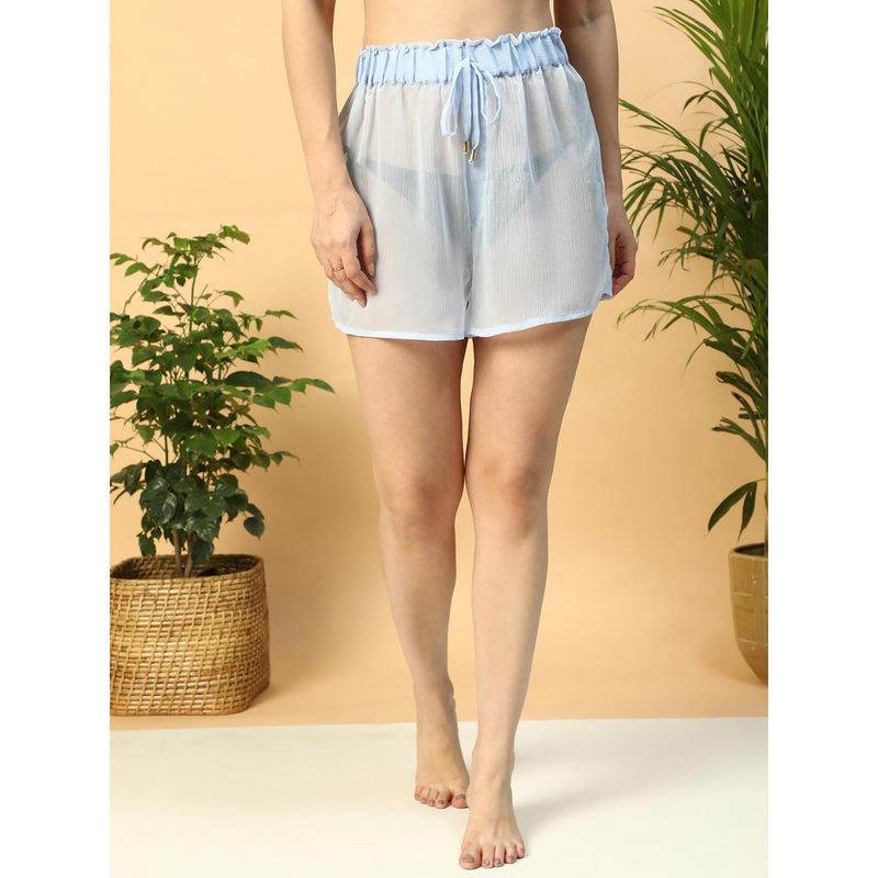 Oxolloxo Womens Preppy Solid Blue Beachwear Shorts (S)