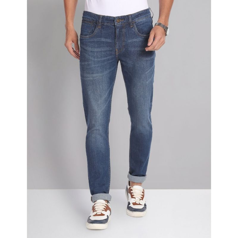 AD By Arvind Skinny Fit Stone Wash Blue Jeans (38)