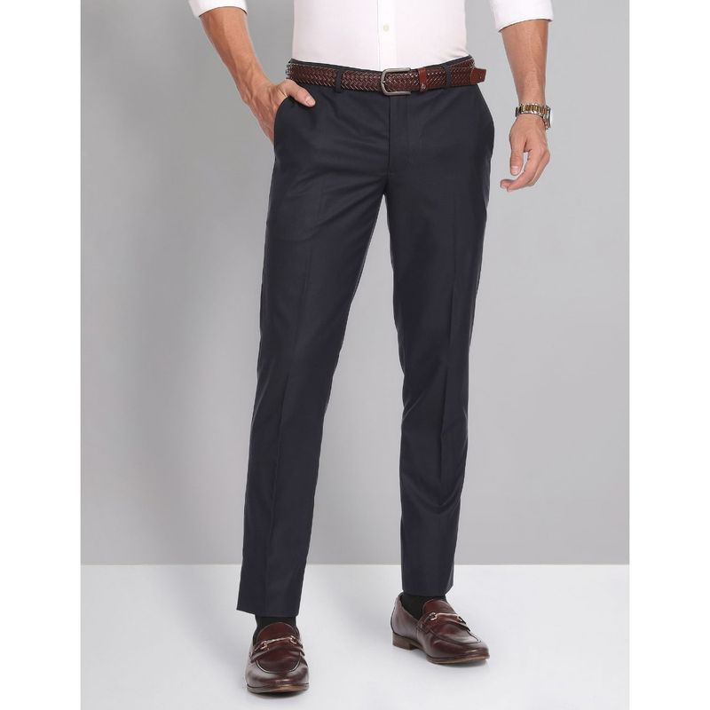AD By Arvind Smart Waist Solid Formal Black Trouser (34)