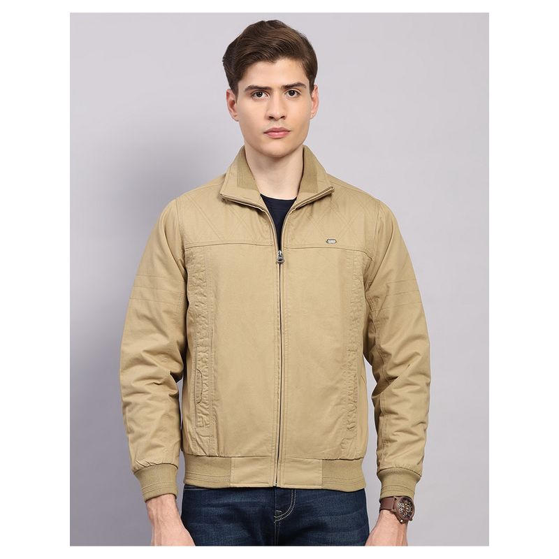 Monte Carlo Men Regular Fit Solid Khaki Winter Jacket (M)