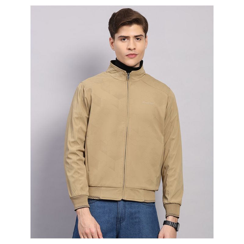 Monte Carlo Men Regular Fit Solid Khaki Winter Reversible Jacket (M)