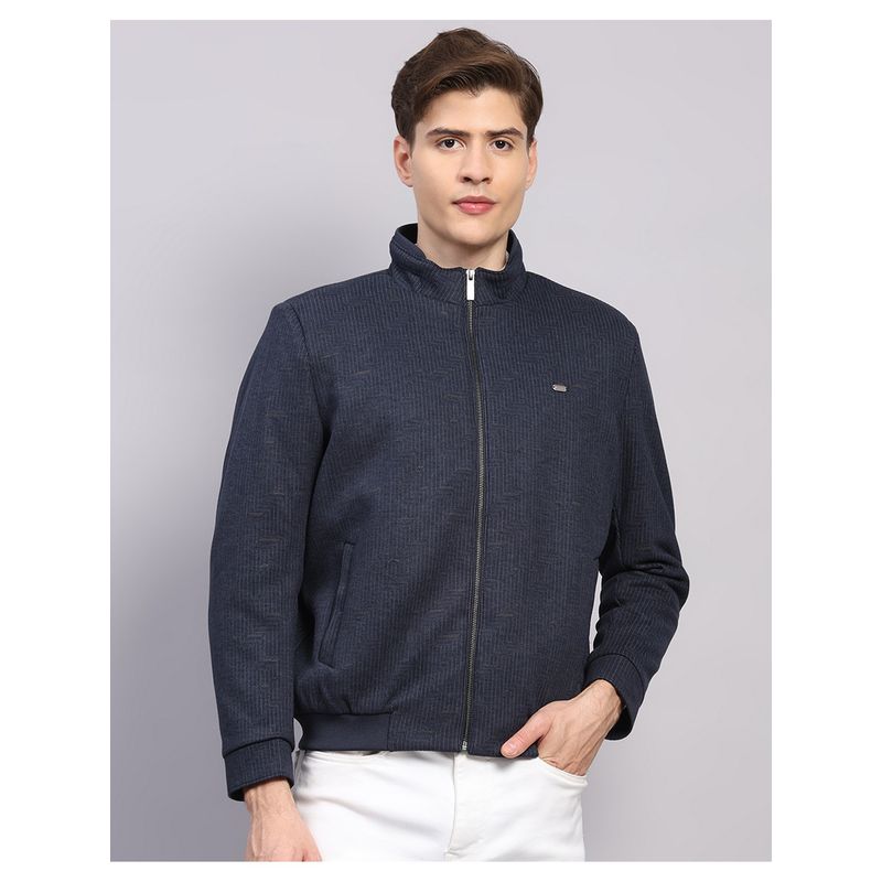 Monte Carlo Men Regular Fit Printed Blue Winter Jacket (M)