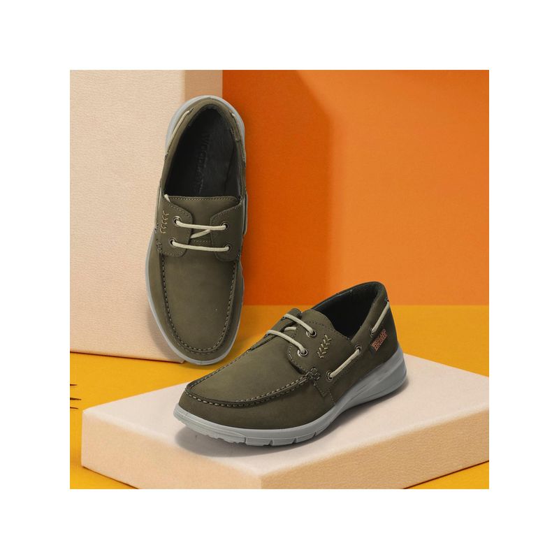 WOODLAND Mens Olive Green Boat Shoes (UK-9)