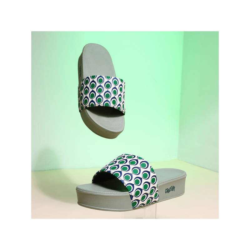 Chupps Women Raya Shock Absorption Sliders - Peacock Grey (UK 3)