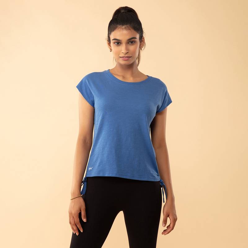 Nykd by Nykaa Summer Tee With Pull up Ruching at Sides - NYAT240 Daylight Blue (M)