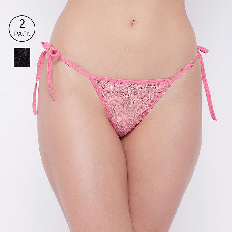Buy Secrets By ZeroKaata Plus Size Women Self Design Lace Thong Briefs Red  Online