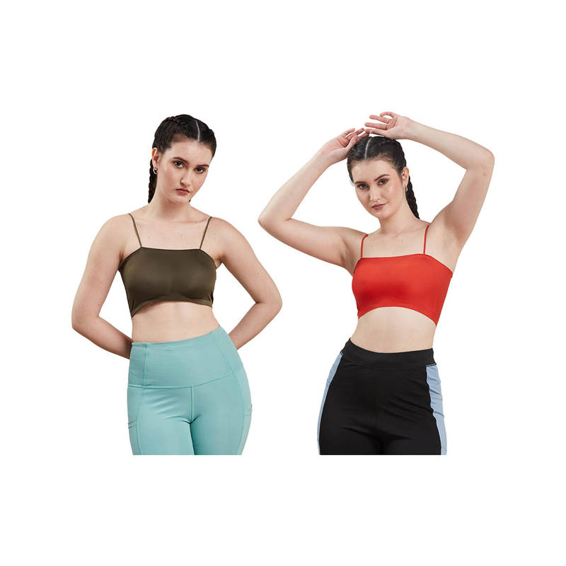 Secrets By ZeroKaata Assorted Lightly Padded Sports Bra Women (Pack of 2) (XS)