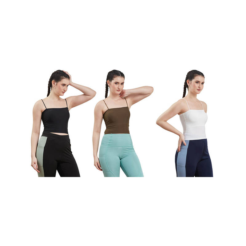 Secrets By ZeroKaata Assorted Lightly Padded Sports Bra Women (Pack of 3) (XS)