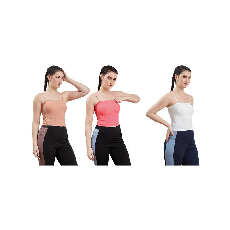 Secrets By ZeroKaata Assorted Lightly Padded Sports Bra Women (Pack of 3) (XS)