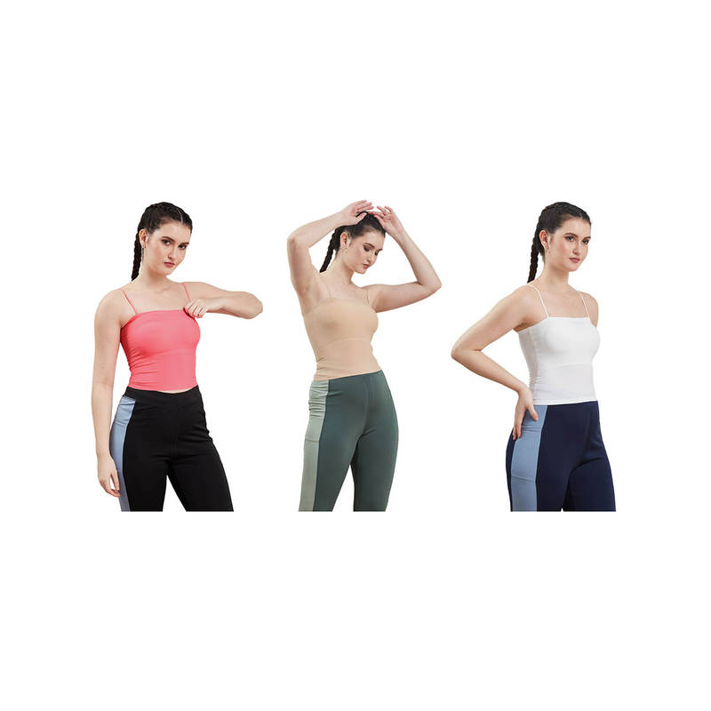 Secrets By ZeroKaata Assorted Lightly Padded Sports Bra Women (Pack of 3) (XS)