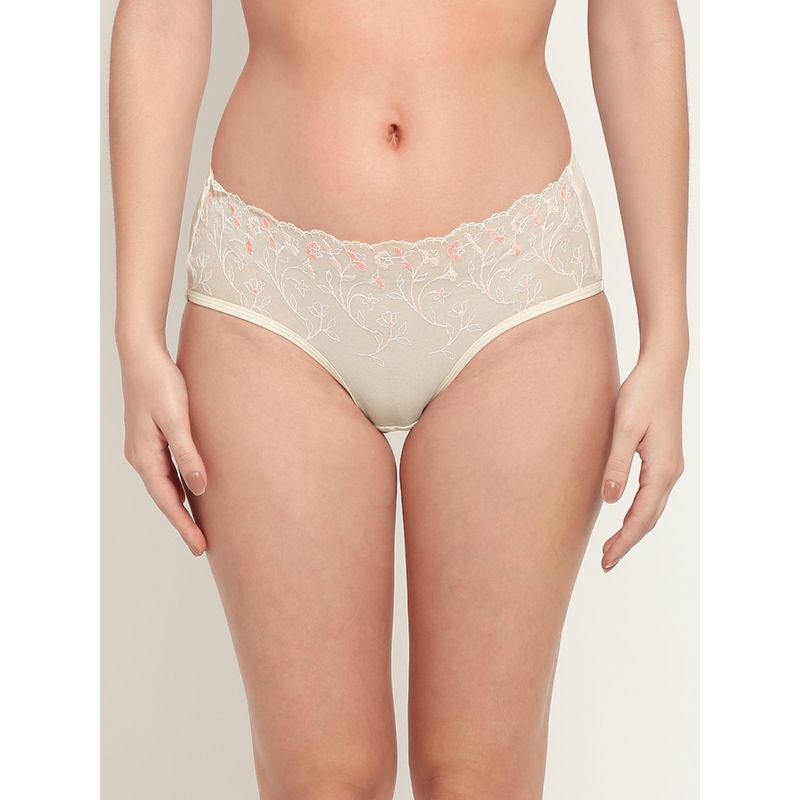 AOBA Women White Self Design Hipster Briefs (S)