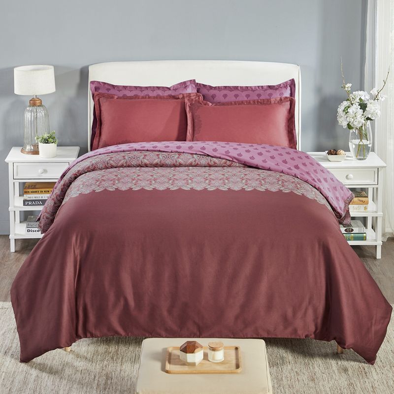MYTRIDENT Pink 600 TC King Bedsheet with 4 Pillow Covers
