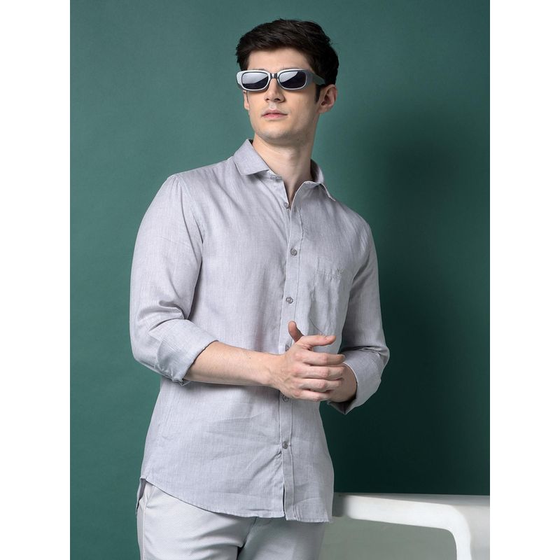 CRIMSOUNE CLUB Men Grey Linen Shirt (M)