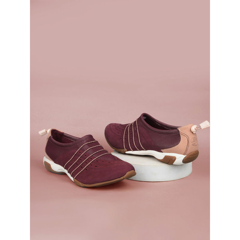 Hush Puppies Women Casual Round Toe Slip On Sneakers Magenta (UK 4)