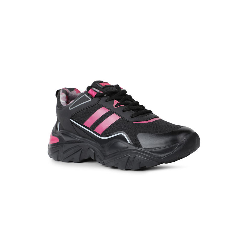 North Star Women Sports Round Toe Low Top Walking Shoes Black & Pink (UK 6)