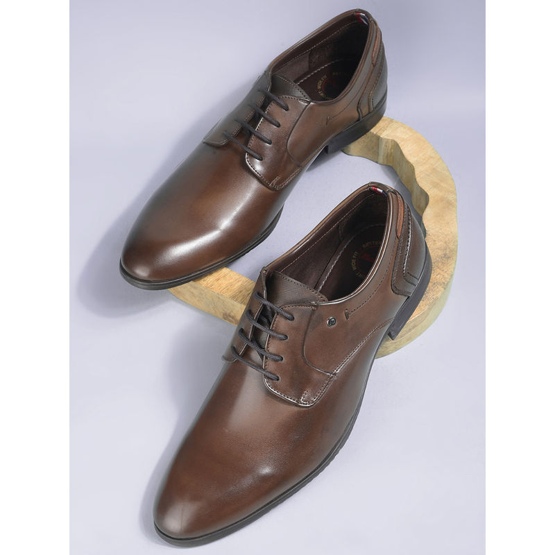 Bata Men Formal Round Toe Derbies Shoes Brown (UK 7)