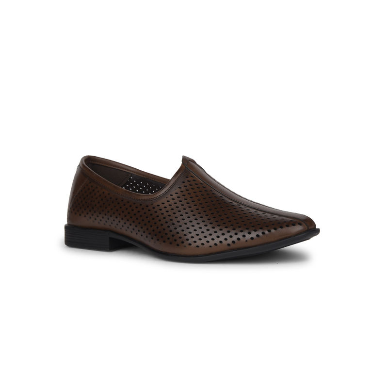 Red Label Men Festive Round Toe Mojaris Brown (UK 8)