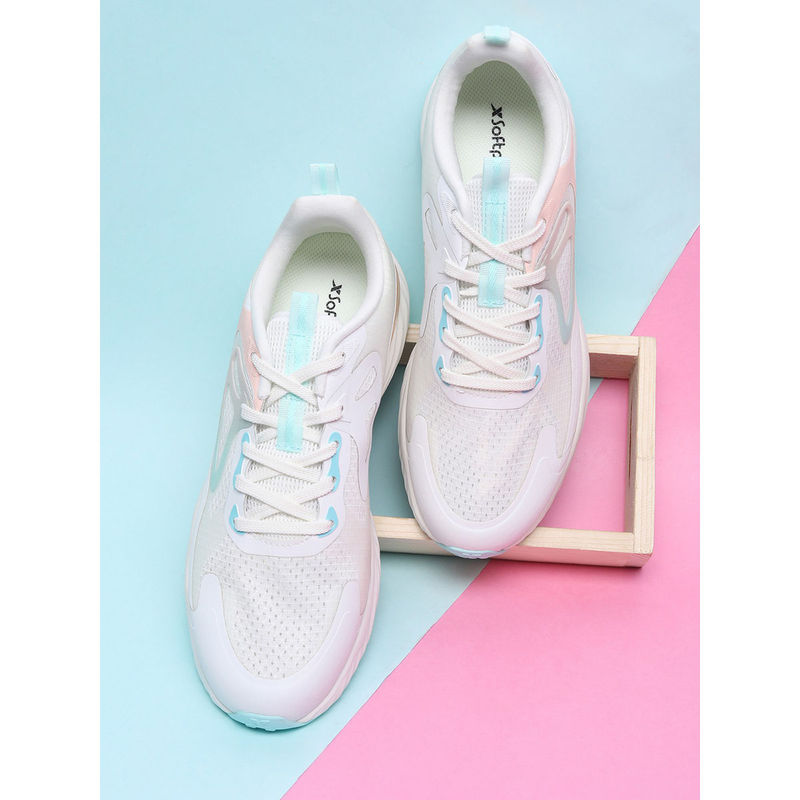 Xtep Women White & Green Colorblock Comfort Running Shoes (EURO 38)