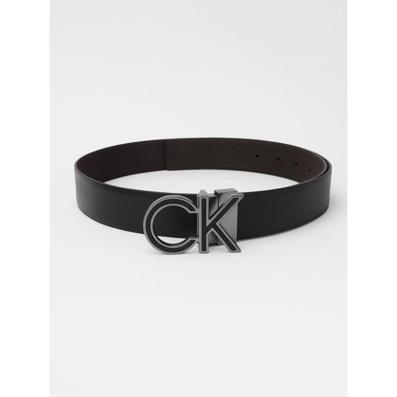 Calvin Klein Solid Black Leather Reversible Belt (38)