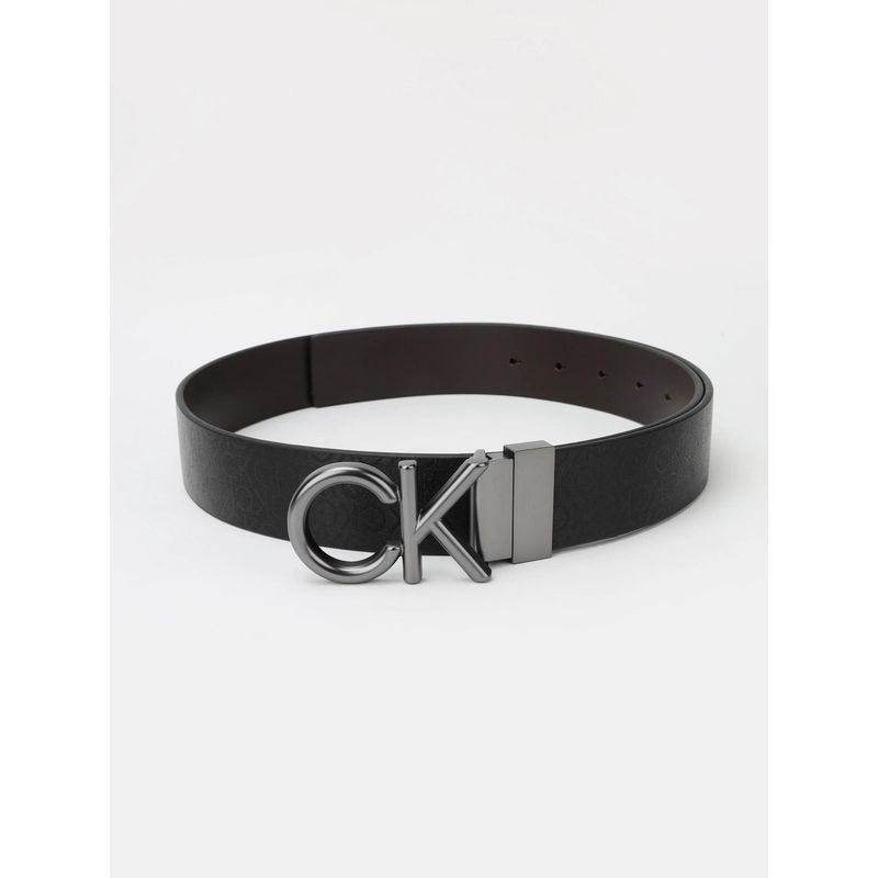 Calvin Klein Solid Black Leather Reversible Belt (42)