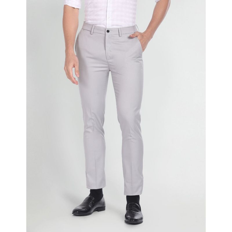 Arrow Newyork Solid Dobby Formal Trousers-Grey (40)