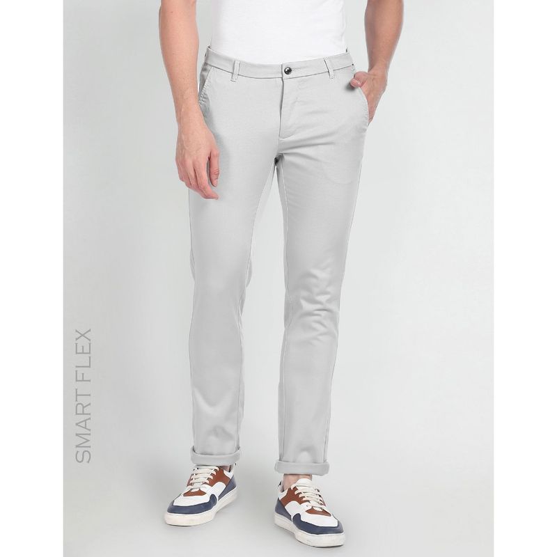 Arrow Sports Low Rise Slim Fit Smart Flex Trousers-Grey (38)