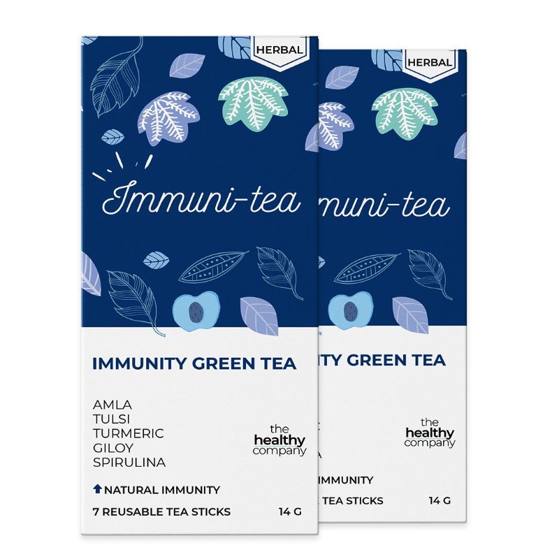 The Healthy Company Boost Immunity with Immuni-tea Booster with Superfood Spirulina,Amla,Turmeric
