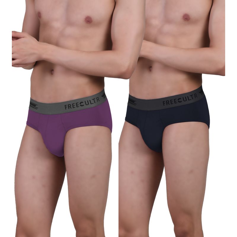 FREECULTR Men's Anti-Microbial Air-Soft Micromodal Underwear Brief, Pack of 2 - Multi-Color (S)