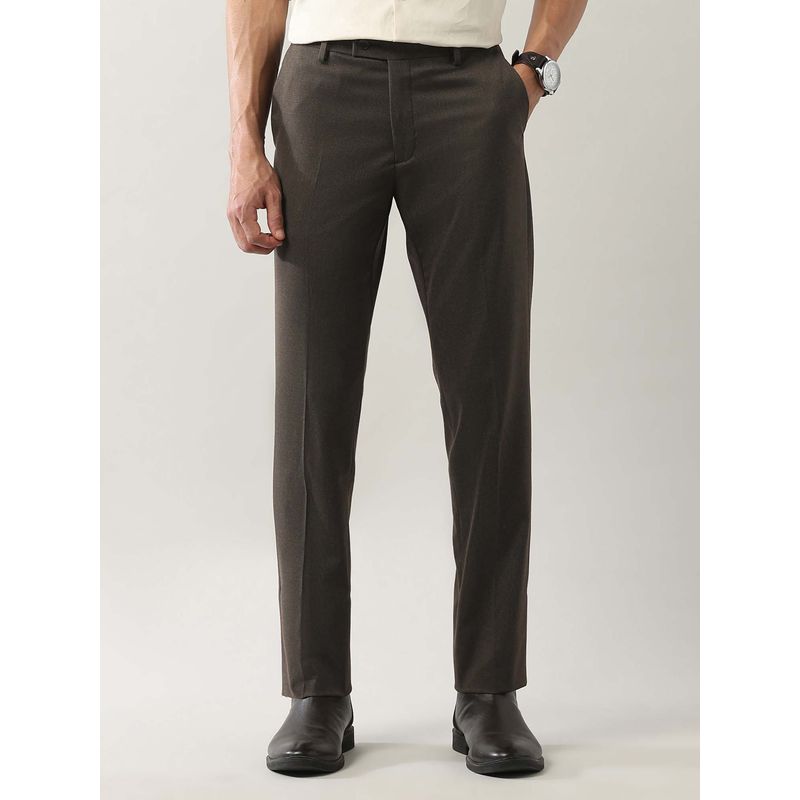 Arrow Men Brown Mid Rise Smart Flex Formal Trousers (36)