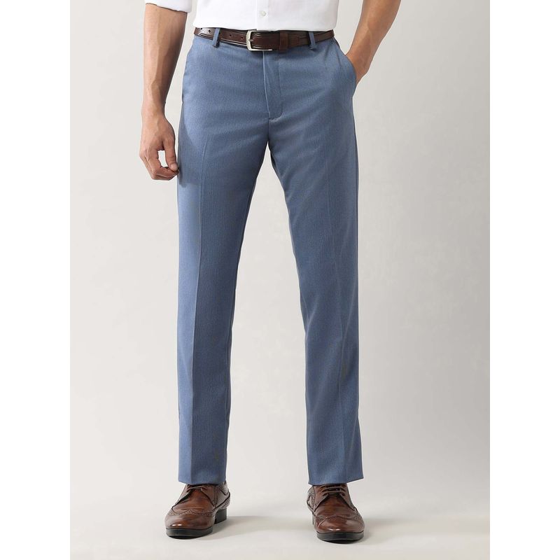 Arrow Blue Men Mid Rise Smartflex Formal Trousers (30)