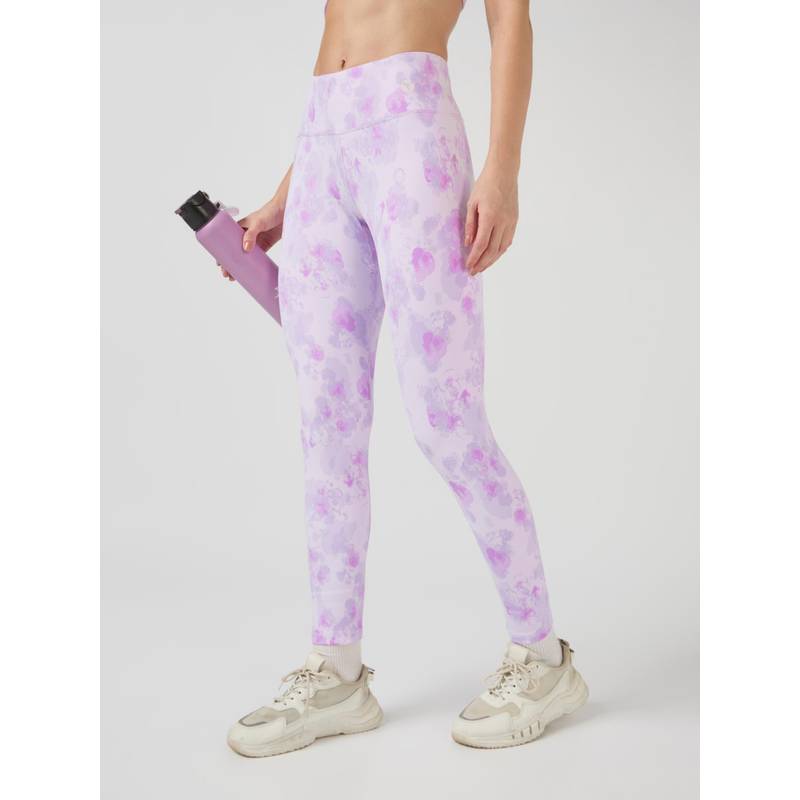Technosport Purple Women's Printed Slim Fit Sports Tights (S)