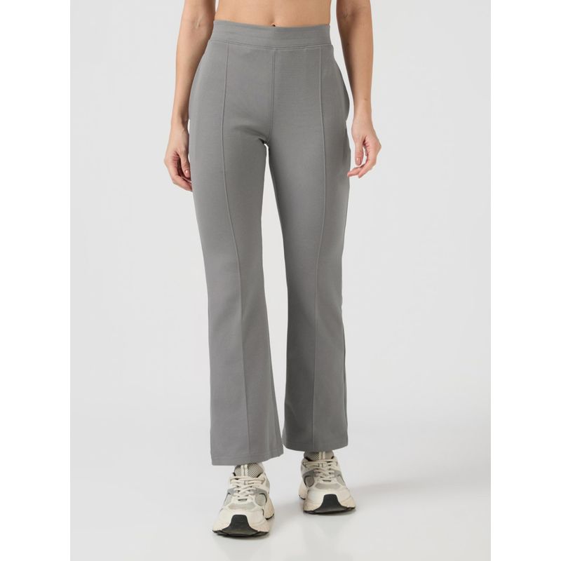 Technosport Grey Women's Stretchable Slim Fit Mid Waist Fit And Trackpant (S)