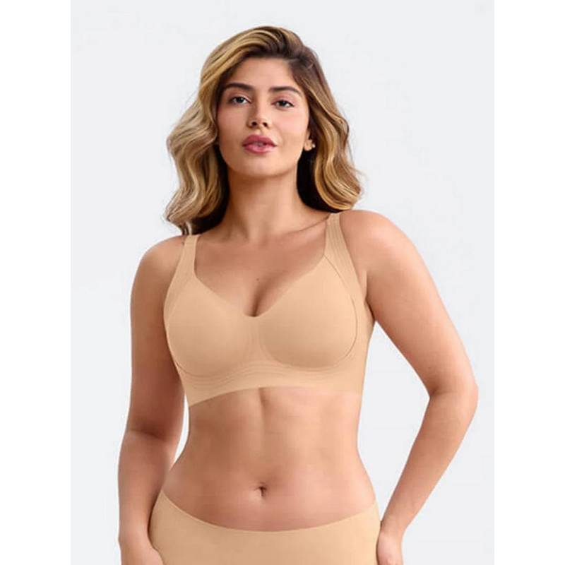 Shop The Edit Beige Wireless Seamless Full Coverage Plunge Everyday Bras (3XL)