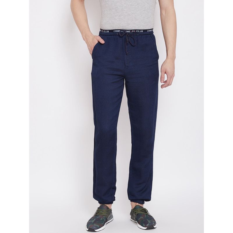 CRIMSOUNE CLUB Men Navy Blue Solid Lounge Pants (M)