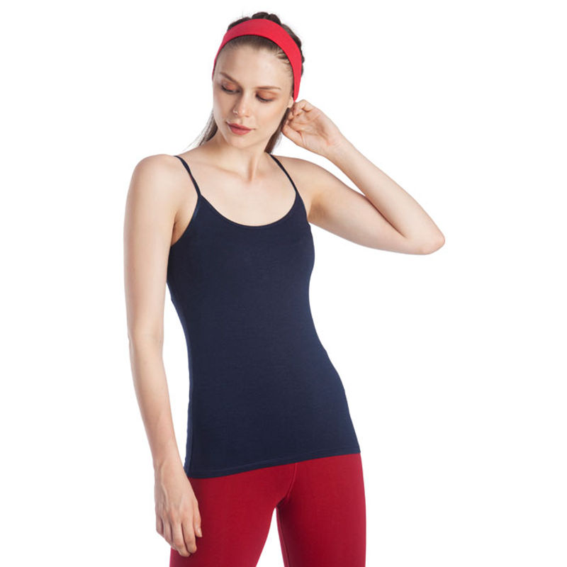 Lavos Bamboo Cotton Navy Strappy Tank Slip (S)
