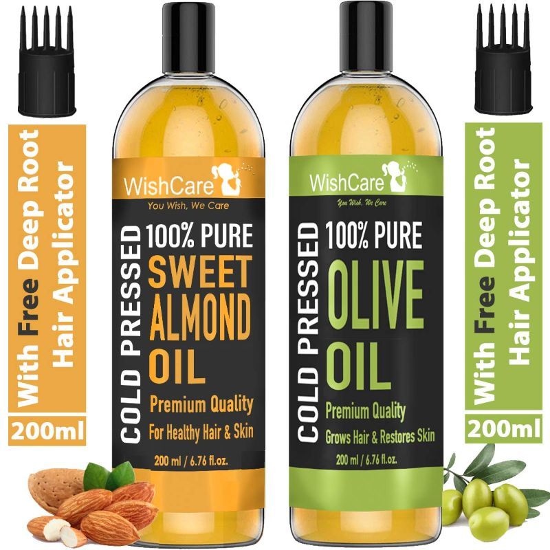 Wishcare 100 Pure Cold Pressed Olive Oil & Badam Rogan Sweet Almond