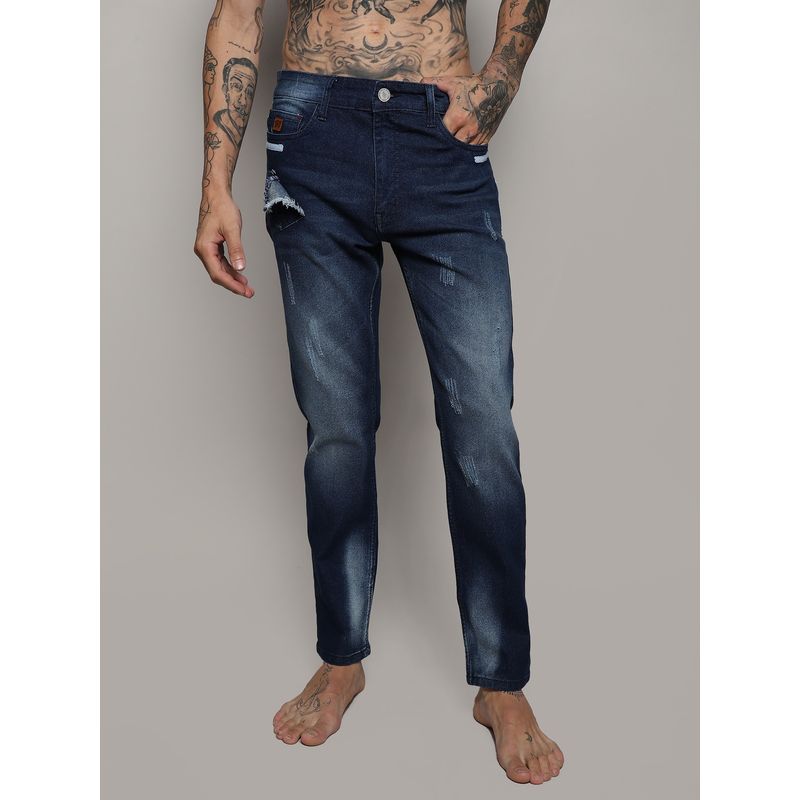 Campus Sutra Mens Tapered Dark Wash Denim Jeans (28)