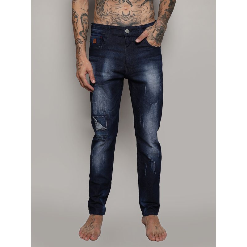 Campus Sutra Mens Dark Wash Distressed Denim Jeans (30)