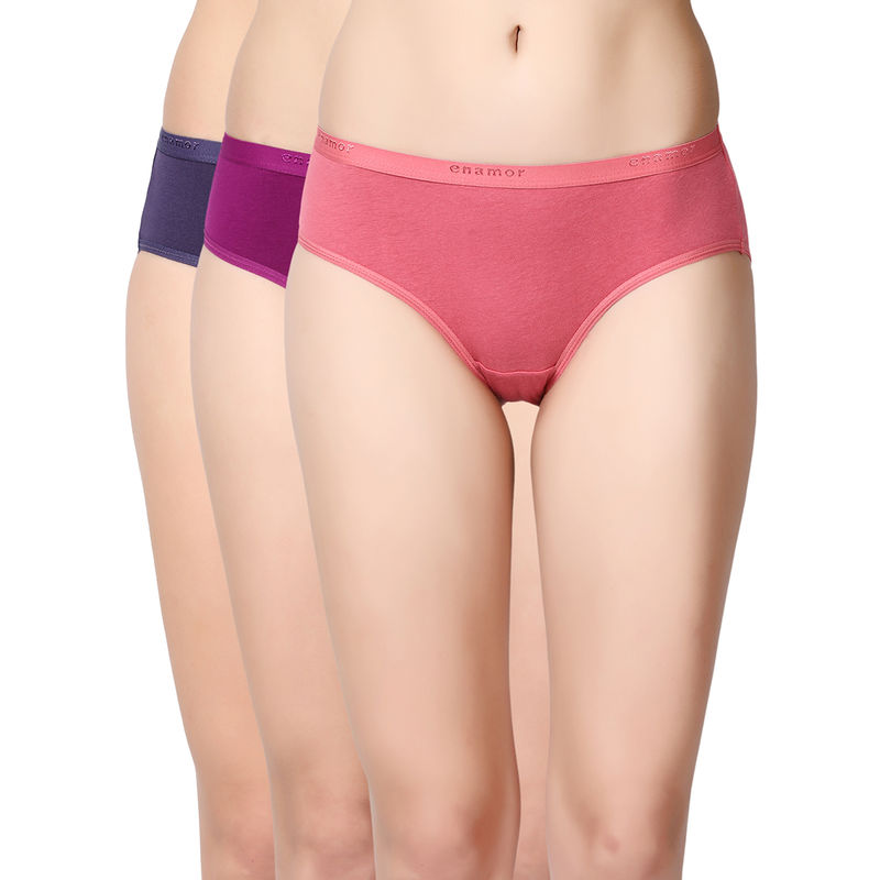 Enamor CR02 Multi Color Cotton Mid Waist Panty - Multi-Color (L)