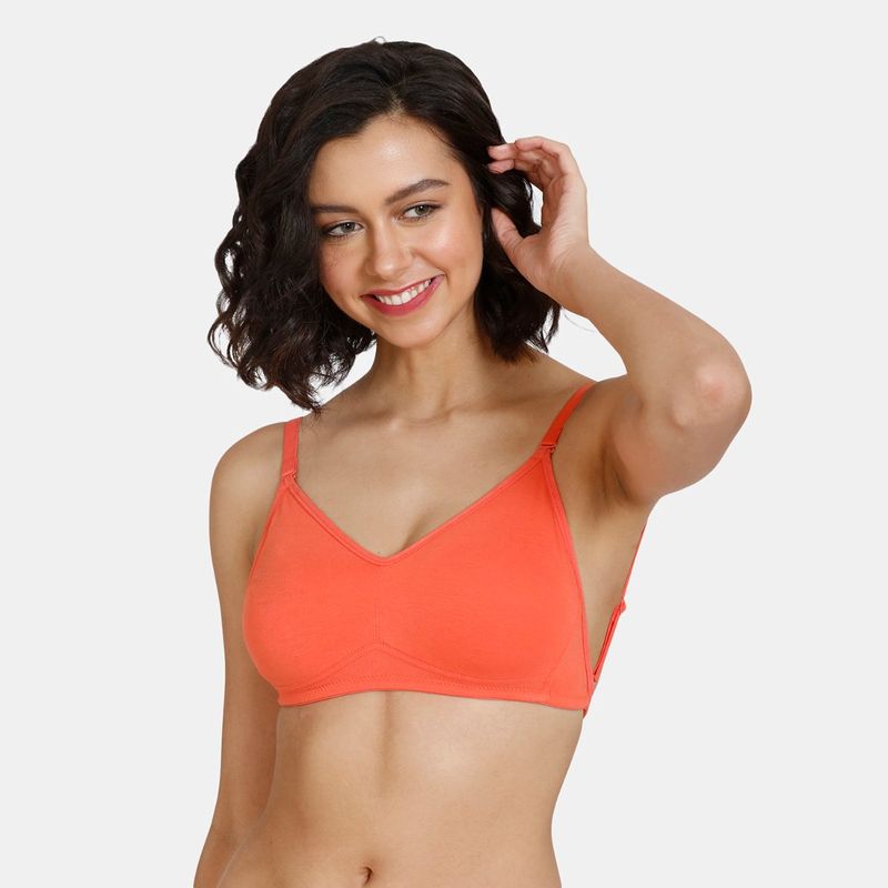 Zivame Beautiful Double Layered Non Wired 3-4Th Coverage Backless Bra - Emberglow - Orange (32B)