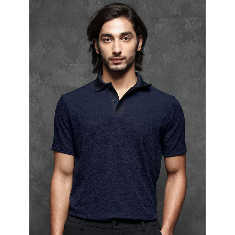 Rare Rabbit Cruise Primary Navy Blue Polo T-Shirt (L)